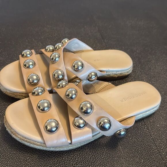 Marc Fisher Nude sandals with silver balls size 7 - Picture 2 of 7